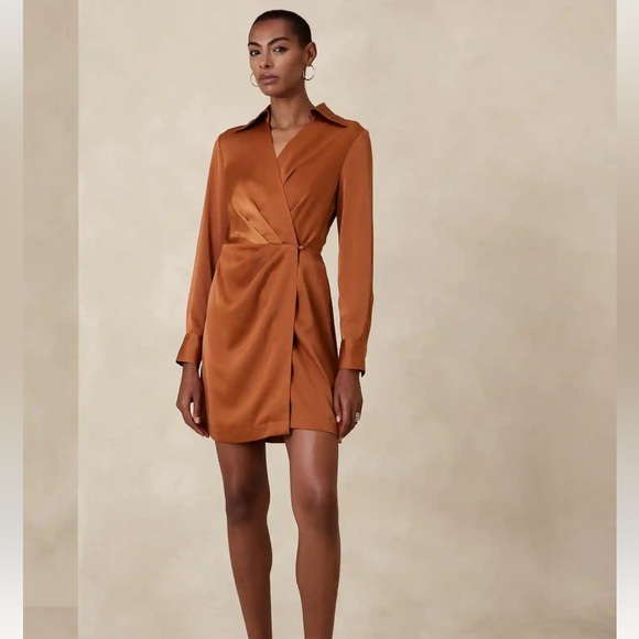 Banana Republic Rust Wrap Dress - Picture 2 of 8